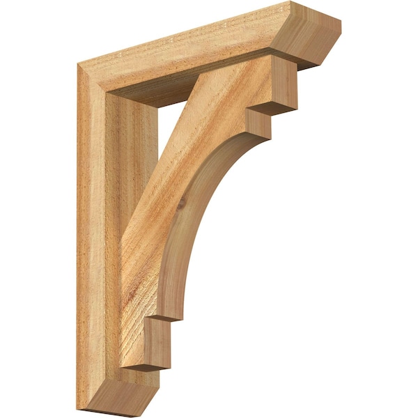 Ekena Millwork Merced Slat Rough Sawn Bracket w/ Offset Brace, Western Red Cedar, 4"W x 14"D x 18"H BKT0402X14X18MRC06RWR - main